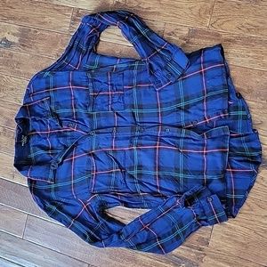 Blue plaid blouse